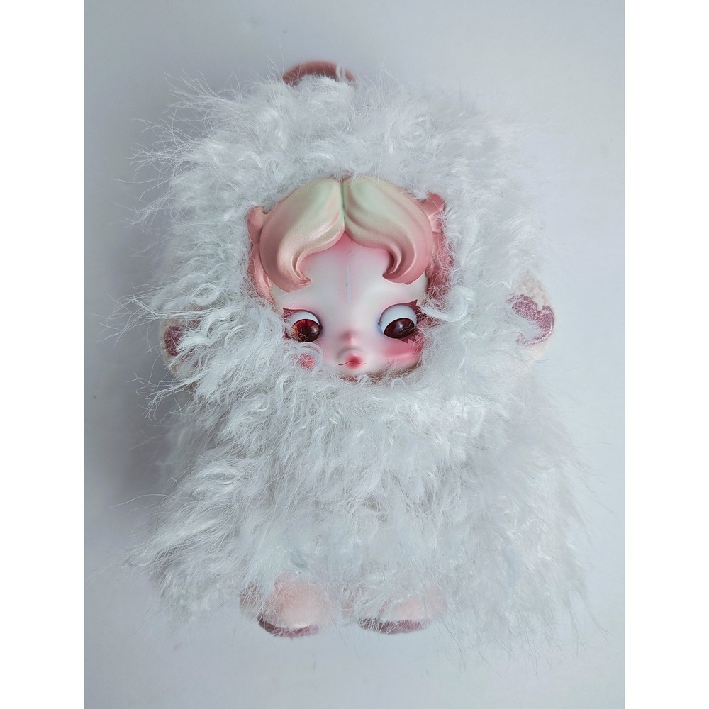 Pop Mart Skullpanda The Mare of Animals Snow Leopard Vinyl Figure White Pink
